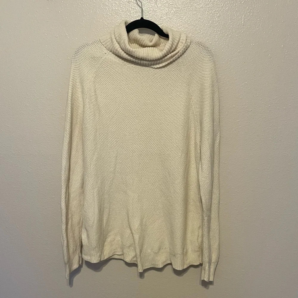 Madewell Women's Province Cross Back Turtleneck Sweater in Cream Size Large